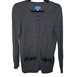 Simply Vera, Vera Wang - Cardigan Sweater with Rhinestone Embellished Pockets XS